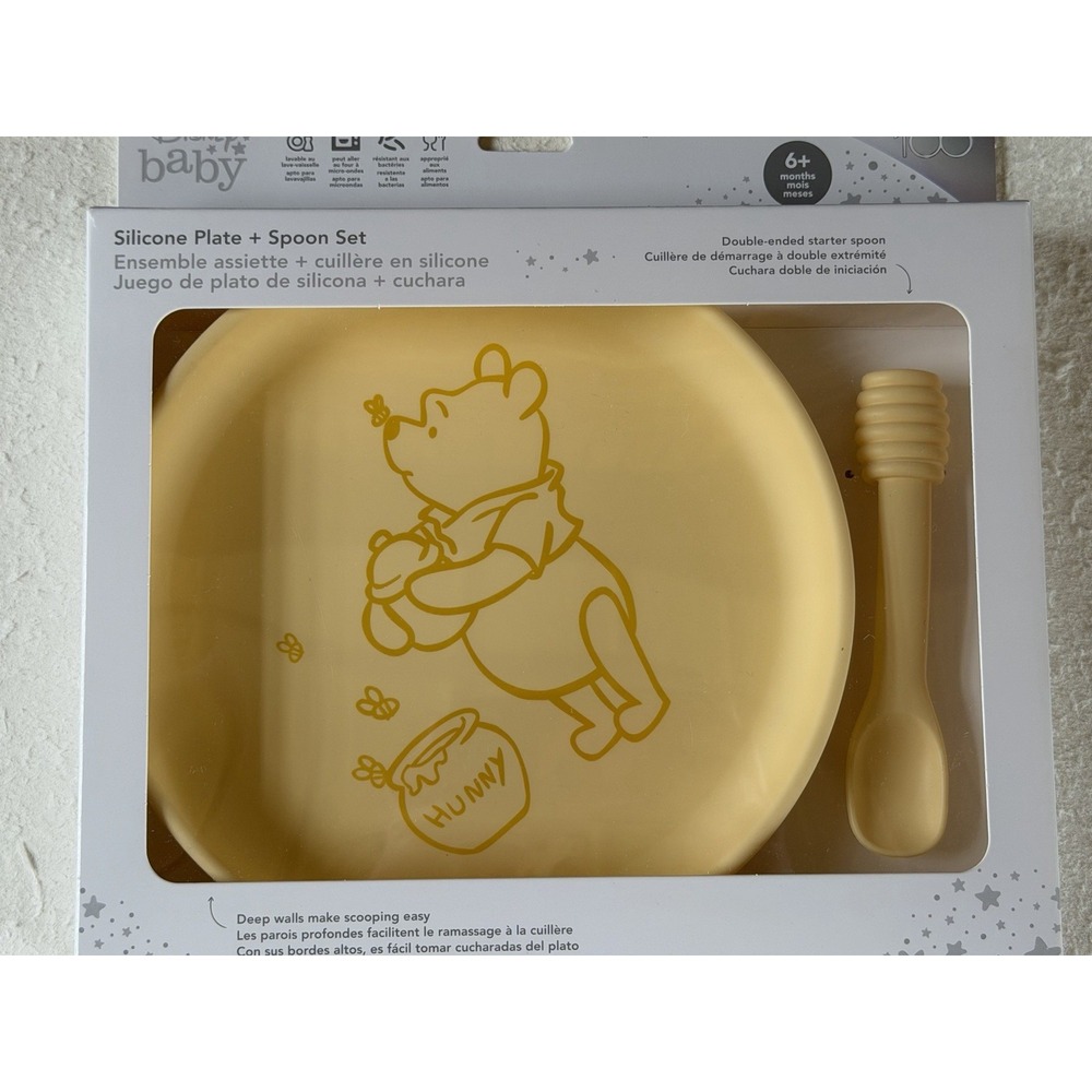 Winnie the Pooh Bumkins Disney Baby Toddler Plate Spoon Set Silicone Set New